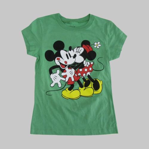 Disney-Women's-Green-Mickey-Minnie-Mouse-Print-Short-Sleeve-T-Shirt